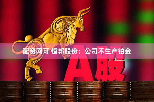 配资网可 恒邦股份：公司不生产铂金
